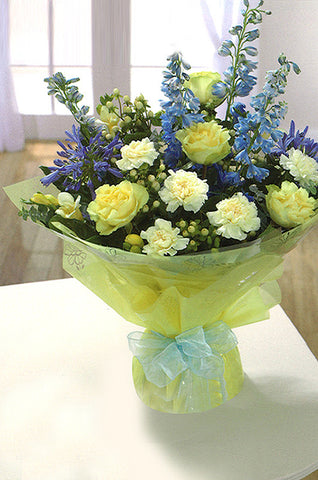 Soft Yellow & Blue Hand-Tied